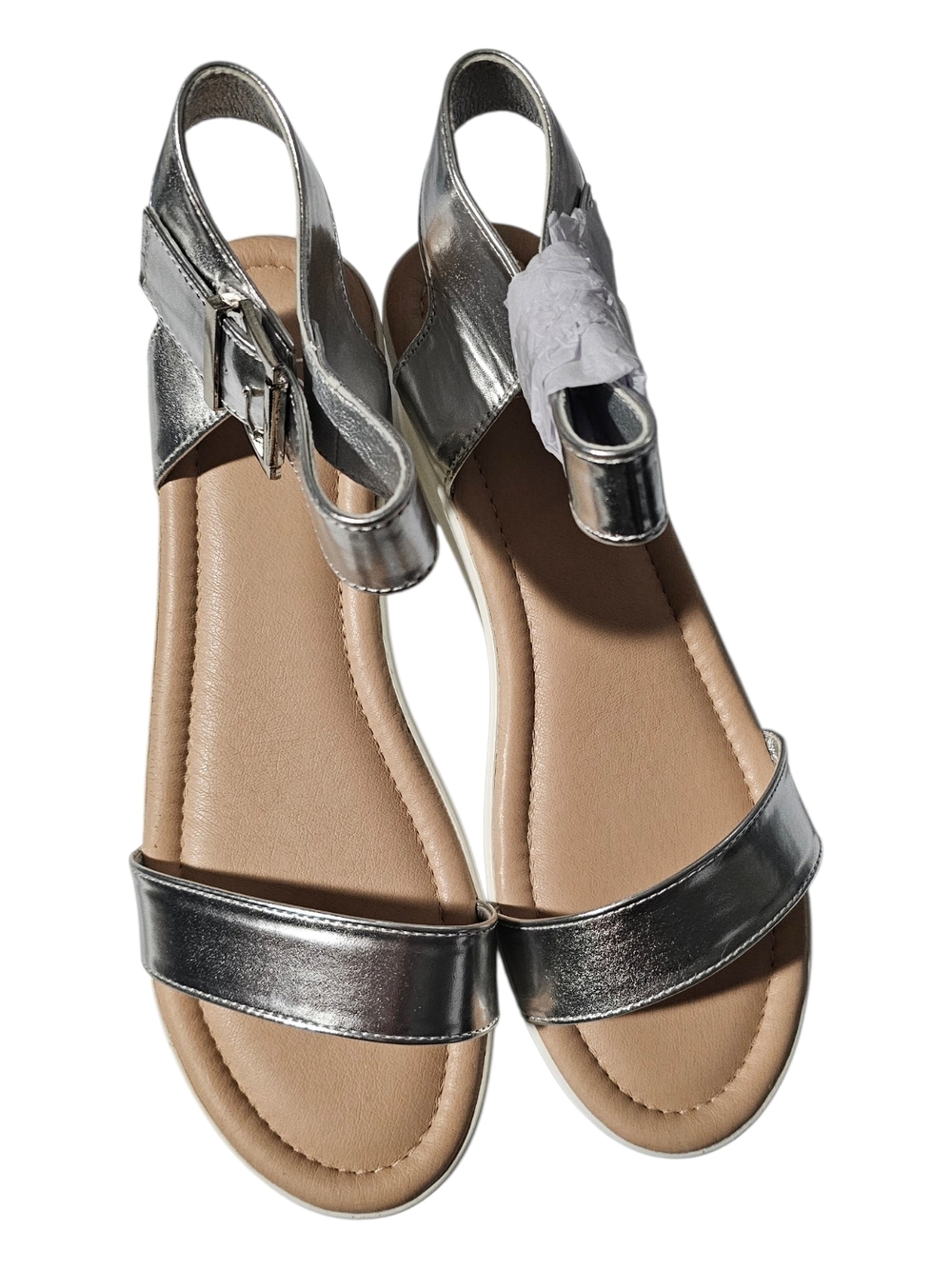 Metallic Silver Slingback Sandals for Women - Comfortable Everyday Style